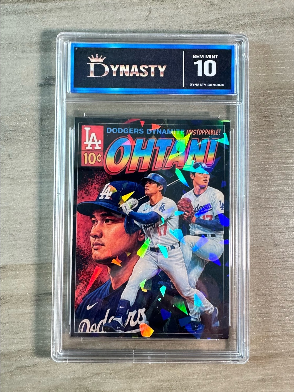 Shohei Ohtani 2025 Unstoppable 10 Cents Holo Gem Mint 10 Novelty Baseball Card.